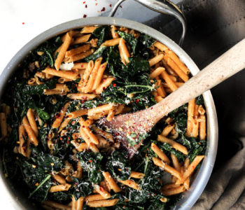 Sauteed Kale Penne with Toasted Walnuts & Fresh Parmesan - She Eats