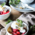 Vanilla Pudding with Bourbon Macerated Strawberries & Cornbread Crumble - She Eats | Vancouver food photographer & food stylist